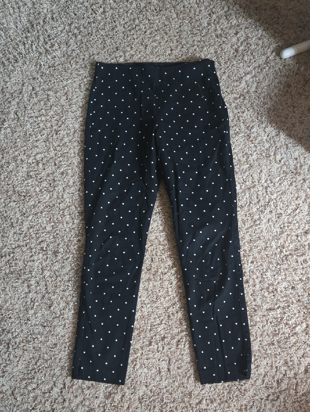 Old Navy Black and White Polka Dot Waistband Pants With Side Zip